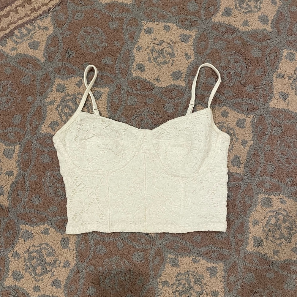 garage white lace corset top, size s